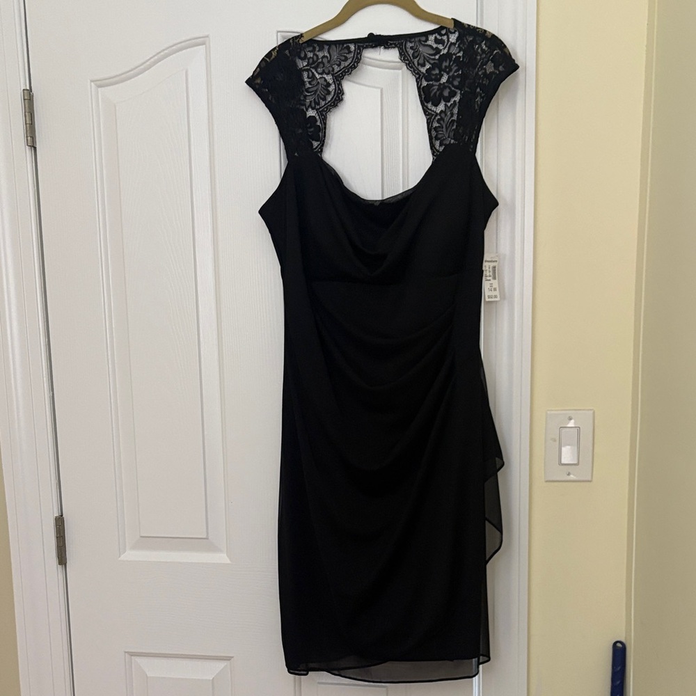 The LBD for your New Year’s Party 
Dressbarn Open Back Dress with Lace Trim